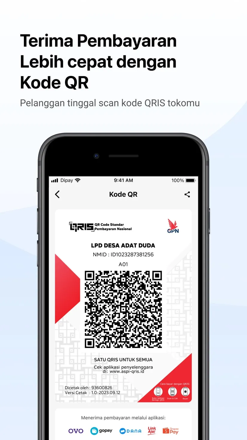 Dipay Bisnis QRIS code that customers scan to pay the merchant
